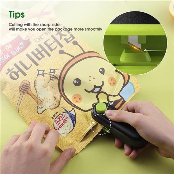 Mini Bag Sealer, 2 in1 Heat Sealer For Snacks, Rechargeable Handheld Plastic Bag - Picture 6 of 6